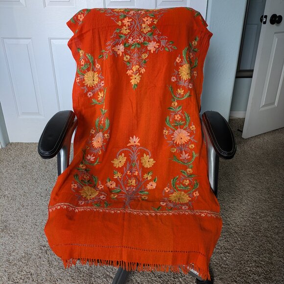 Wool Scarf Handmade Crewel Embroidery Wrap Kashmiri Pashmina Shawl Wrap - Picture 1 of 6